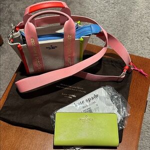 🎨NWT🎨 Kate Spade Colorful Mini Tote with Colorfull Accents & Bifold Wallet